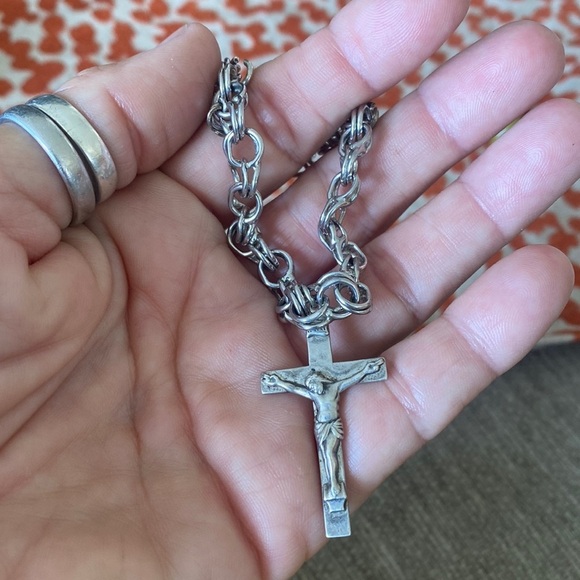 Sterling silver charm bracelet with a 925 vintage crosse - Picture 5 of 10